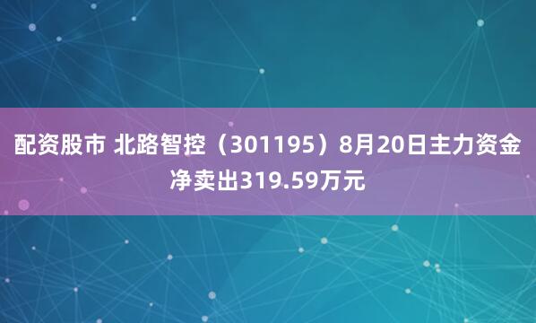 配资股市 北路智控（301195）8月20日主力资金净卖出319.59万元